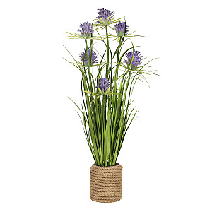 Artificial flower IN GARDEN H70cm, violet chrysanthemum, grass with pot