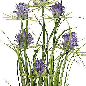 Artificial flower IN GARDEN H70cm, violet chrysanthemum, grass with pot
