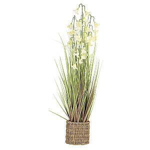 Artificial flower IN GARDEN H87cm, white clock flower, grass with pot