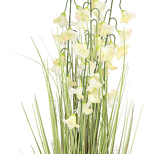 Artificial flower IN GARDEN H87cm, white clock flower, grass with pot