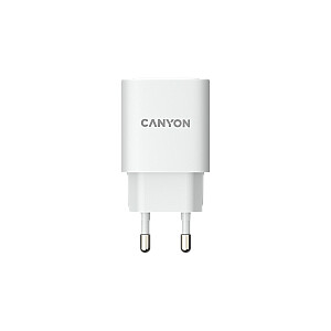 CANYON H-20-04, PD 20W/QC3.0 18W WALL Charger with 1-USB A+ 1-USB-C   Input: 100V-240V, Output: 1 port charge: USB-C:PD 20W (5V3A/9V2.22A/12V1.67A) , USB-A:QC3.0 18W (5V3A/9V2.0A/12V1.5A), 2 port charge: common charge,  total 5V, 3A, Eu plug  , Over