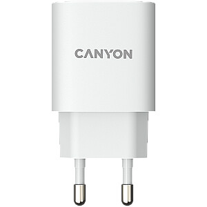 CANYON H-20-04, PD 20W/QC3.0 18W WALL Charger with 1-USB A+ 1-USB-C   Input: 100V-240V, Output: 1 port charge: USB-C:PD 20W (5V3A/9V2.22A/12V1.67A) , USB-A:QC3.0 18W (5V3A/9V2.0A/12V1.5A), 2 port charge: common charge,  total 5V, 3A, Eu plug  , Over