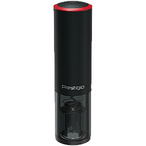Prestigio Lugano, умный штопор для вина, 100% автоматический, аэратор, вакуумный стоппер-пресерватор, нож для фольги, открывает до 80 бутылок без подзарядки, батарея 500mAh, размеры D 52*H200mm, черный+красный цвет.