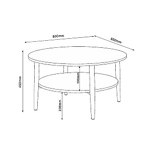 Кофейный стол LESTER 80x80xH45см, светлое дерево/бежевый