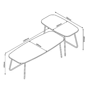 Kafijas galdiņš DUO 2gab 120x48xH40cm, 75x40xH48cm, gaiši koks/bēšs