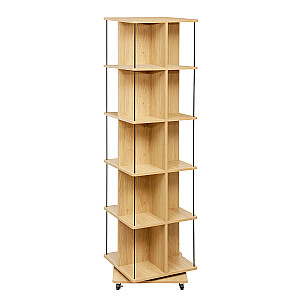 Grāmatu plaukts FERDIE rotējošs 45x45xH176cm, pelnu/melns