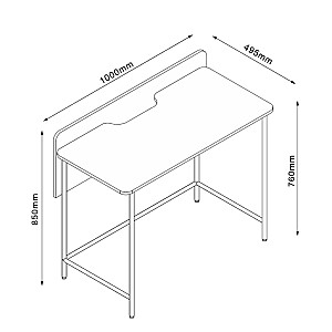 Desk HARPER 100x49,5xH85cm, ash/black