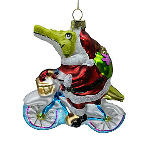 Рождественская игрушка JOY CROCODILE BIKE 11.7 см, стекло
