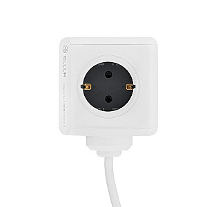 Tellur Power Cube Extended, Power strip 4 Outlets + 2xUSB ports, 1.5m cable white