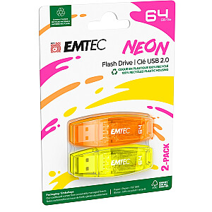 Emtec USB2.0 C410 64GB Neon 2 pcs