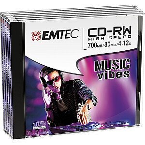 Emtec CD-RW 700MB 4-12x Music Vibes 5 vnt.