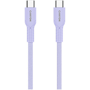 CANYON кабель OnWire 60CL C-C 60W COLOR оплетка 1м фиолетовый