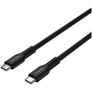 CANYON кабель OnWire 60CL C-C 60W COLOR оплетка 1м черный