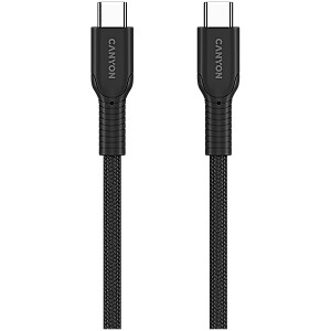 CANYON кабель OnWire 60CL C-C 60W COLOR оплетка 1м черный