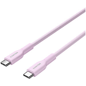CANYON кабель OnWire 60CL C-C 60W COLOR оплетка 1м Розовый
