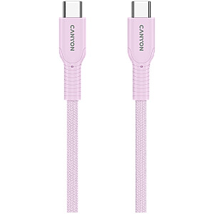 CANYON кабель OnWire 60CL C-C 60W COLOR оплетка 1м Розовый