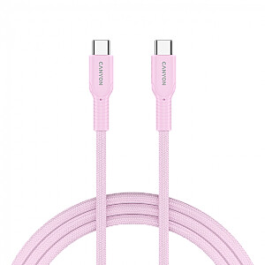 CANYON кабель OnWire 60CL C-C 60W COLOR оплетка 1м Розовый