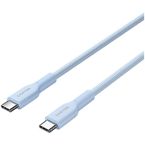 CANYON кабель OnWire 60CL C-C 60W COLOR оплетка 1м светло-голубой