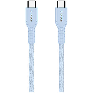 CANYON кабель OnWire 60CL C-C 60W COLOR оплетка 1м светло-голубой