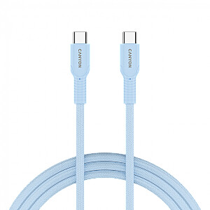 CANYON кабель OnWire 60CL C-C 60W COLOR оплетка 1м светло-голубой