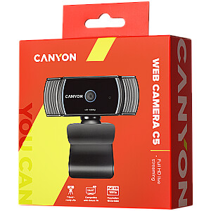 CANYON veebikaamera C5 Full HD 1080p automaatne teravustamine must
