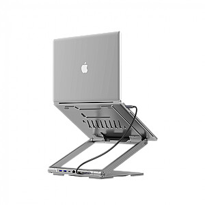 Canyon Laptop stands with hub, TYPE C F to HDMI2.0+2USB3.0+USBC3.0+RJ45+PD, TYEP C TO C cable 1m white with Emarker: HUSB332A, Material: Aluminum case+ABS+PS, Size: 245x240x27.2+/-0.3mm, Weight:1304g
