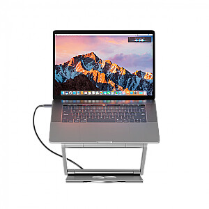Canyon Laptop stands with hub, TYPE C F to HDMI2.0+2USB3.0+USBC3.0+RJ45+PD, TYEP C TO C cable 1m white with Emarker: HUSB332A, Material: Aluminum case+ABS+PS, Size: 245x240x27.2+/-0.3mm, Weight:1304g