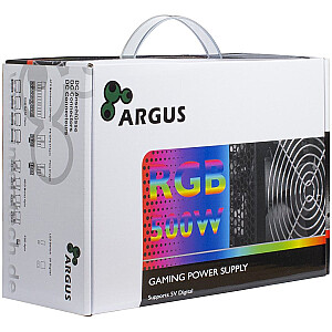 Блок питания INTER-TECH Argus RGB, 80PLUS Bronze, 500W, Retail, 1x140 Fan, 1x20+4Pin, 4+4Pin, 1xPCI-e 6+2Pin, 4x4Pin (Molex), 4xSATA, 1xFDD, rev 2.0
