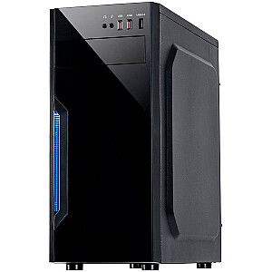 Корпус INTER-TECH B-42 Black Midi Tower, ATX, 2xUSB2.0, синяя светодиодная лента, БП по желанию