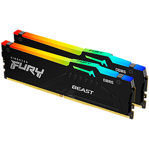 Kingston 32GB 6000MT/s DDR5 CL30 DIMM (2 tk komplekt) FURY Beast RGB EXPO
