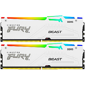 Kingston 32GB 6400MT/s DDR5 CL32 DIMM (2-osaline komplekt) FURY Beast White RGB EXPO
