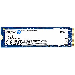 Kingston 2TB NV3 SSD M.2 2280 PCIe 4.0 NVMe, Lugemine: 6,000/ Kirjutamine: 5,000MB/s