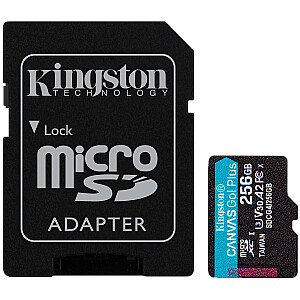 Kingston 256GB microSDXC Canvas Go Plus Gen4 200MB/s A2 U3 V30 kaart + adapter