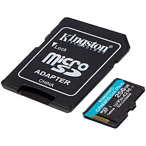 Kingston 256GB microSDXC Canvas Go Plus Gen4 200MB/s A2 U3 V30 kaart + adapter
