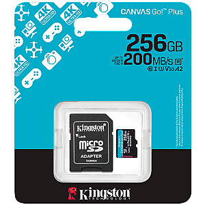 Kingston 256GB microSDXC Canvas Go Plus Gen4 200MB/s A2 U3 V30 kaart + adapter