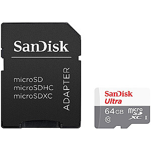 SanDisk Ultra microSDXC 64GB + SD Adapter 100MB/s Class 10 UHS-I