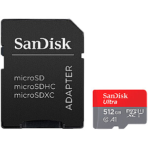 SanDisk Ultra microSDXC 512GB + SD Adapter 150MB/s A1 Class 10 UHS-I