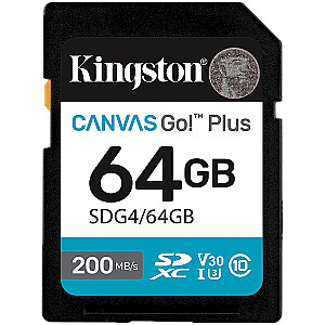 KINGSTON 64GB SDXC Canvas Go Plus Gen4 200MB/s C10 UHS-I U3 V30