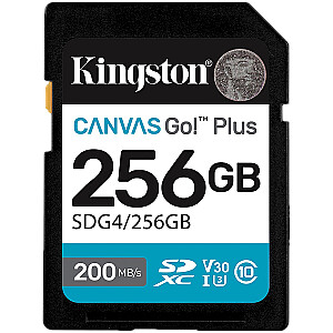 KINGSTON 256GB SDXC Canvas Go Plus Gen4 200MB/s C10 UHS-I U3 V30