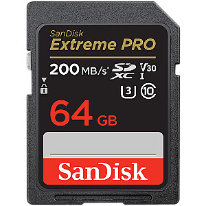 SanDisk Extreme PRO 64GB SDXC Memory Card + 2 years RescuePRO Deluxe up to 200MB/s & 90MB/s Read/Write speeds, UHS-I, Class 10, U3, V30