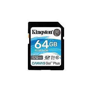 Kingston 64GB SDXC Canvas Go Plus 170R C10 UHS-I U3 V30