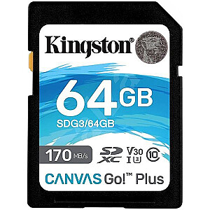 Kingston 64GB SDXC Canvas Go Plus 170R C10 UHS-I U3 V30