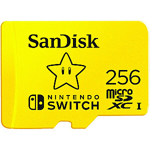 Карта microSDXC SanDisk для Nintendo Switch 256GB, до 100MB/с чтение, 60MB/с запись, U3, C10, A1, UHS-1