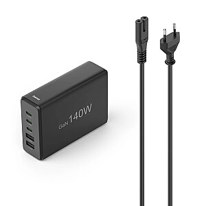 Hama GaN 140W PD/QC 3x USB-C, 2x USB-A черный