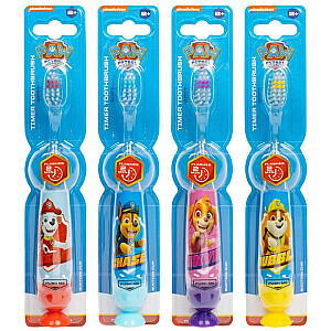 Paw Patrol mirksintis dantų šepetėlių rinkinys su siurbtuku skirtingų spalvų 4 vnt.