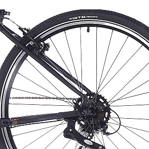 Kalnu velosipēds Rock Machine Rokk 30 Easy Entry, Matte Black (Rata izmērs: 28,  Rāmja izmērs: M)