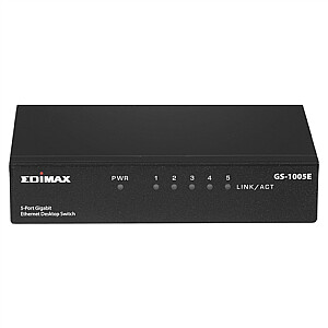 Edimax 5-Port Gigabit Switch GS-1005E Unmanaged, Desktop/Wall mountable, 1 Gbps (RJ-45) ports quantity 5, Power supply type External