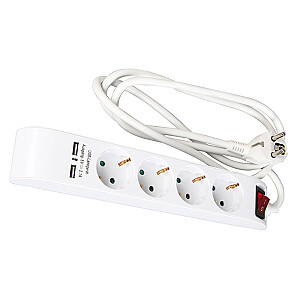 Удлинитель 4-х местный 1,4м a / z / s / USB 2.1A 3x1,5мм KF-GSB-04KU3X1.5 / 1.4M