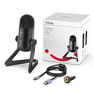 Fifine K678 mikrofons datorspēlēm / podkastiem / translācijām melns + turētājs