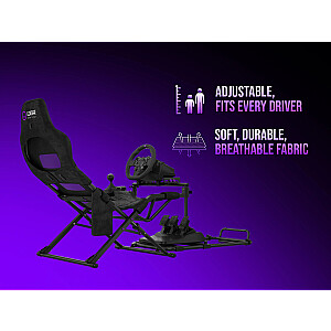 LORGAR FLEX RAF1, Sim Racing Cockpit Advanced, Foldable, 150x72x113 cm-playing, 38x72x126cm-folded, Black